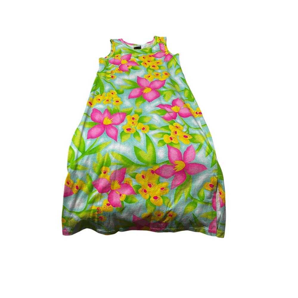 Girl friends 10 tropical cotton maxi dress like new bright color cotton euc